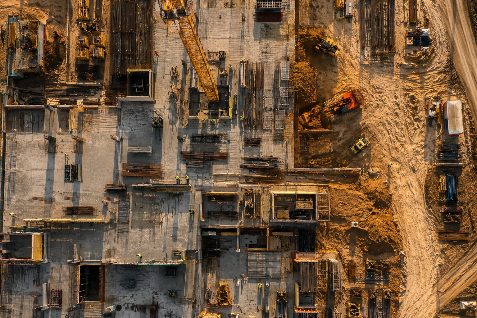Construction site aerial view